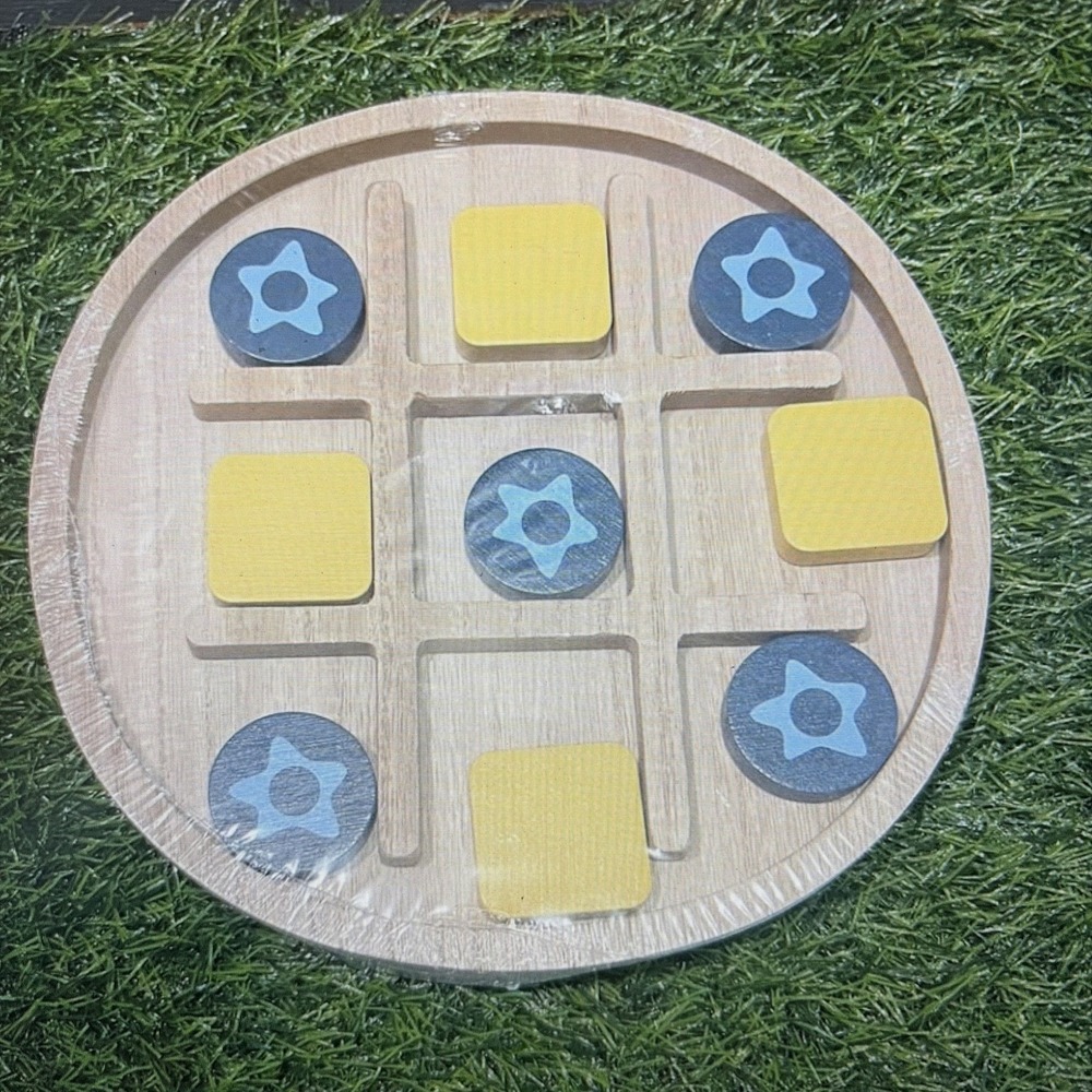 Wooden Tic Tac Toe Game - Stars & Squares